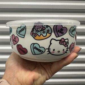 Valentines Day Hello Kitty conversation hearts and donuts stoneware small size